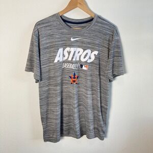 Nike Dri Fit Houston Astros Baseball T Shirt Mens Large Gray Short Sleeve Tee